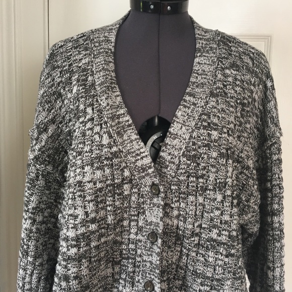 🦋 3 for $25 - BDG Rib Knit Cardigan Grey Green Melange - Picture 3 of 12